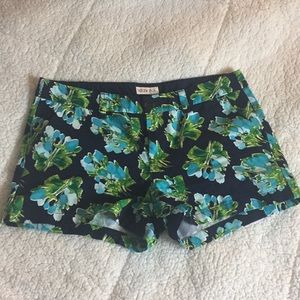 Navy Blue & Green Floral Women’s Shorts